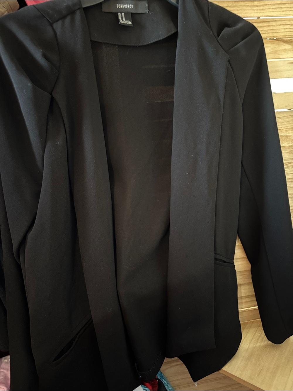 Forever 21 Black Open-Front Tailored Blazer Medium